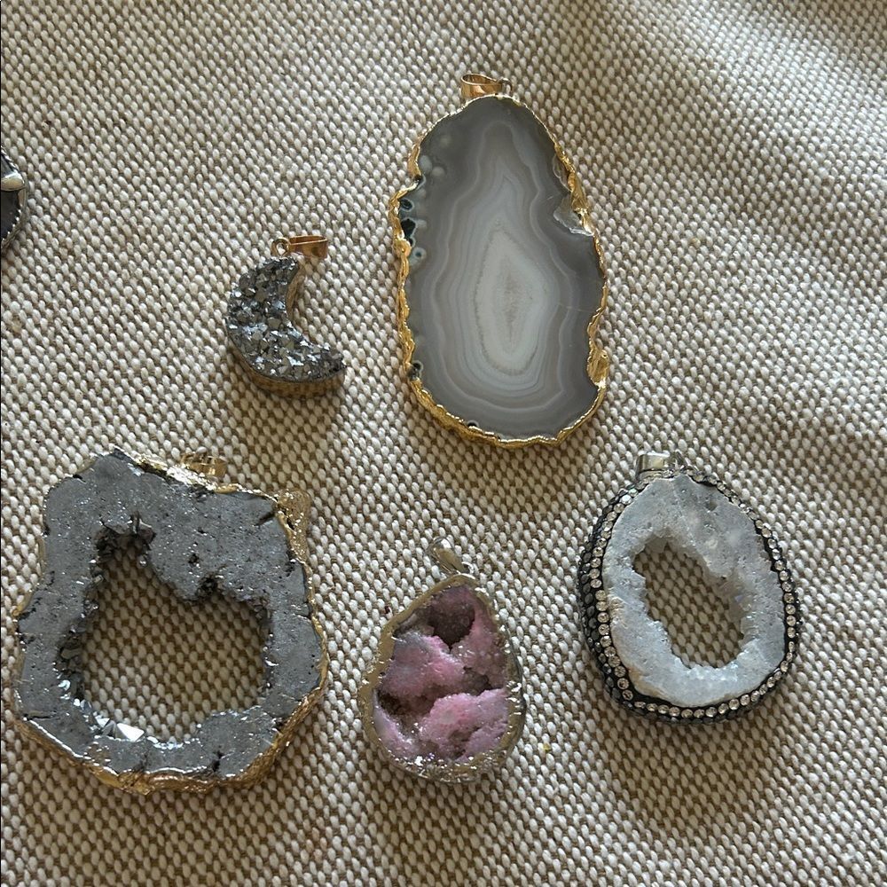 Geode and Agate Stone Pendants